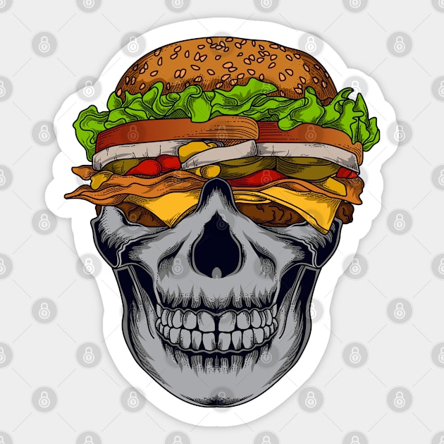 Skull Burger Artwork Sticker by Mako Design 